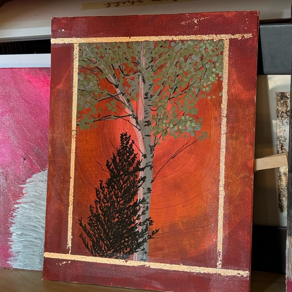 Timeless Birch acrylic painting